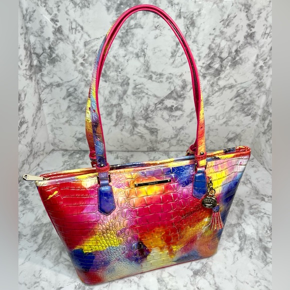 Brahmin Dandy Melbourne Medium Asher Tote Leather Shoulder Bag Rare Croc Purse - Picture 4 of 14